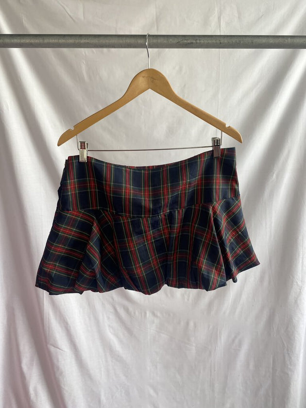 Plaid Bubble Mini Skirt