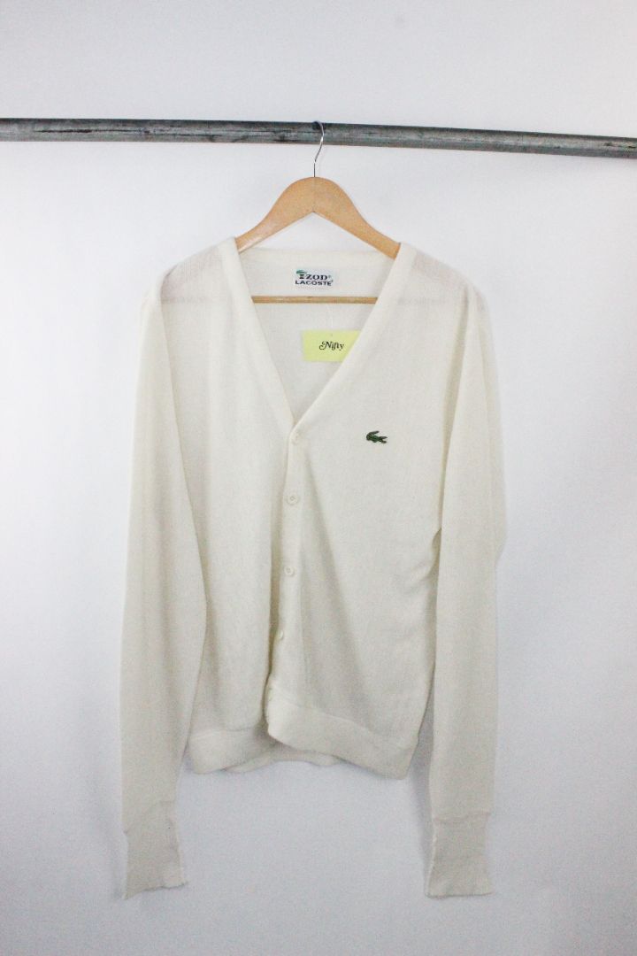 VINTAGE, CARDIGAN, LACOSTE, XL