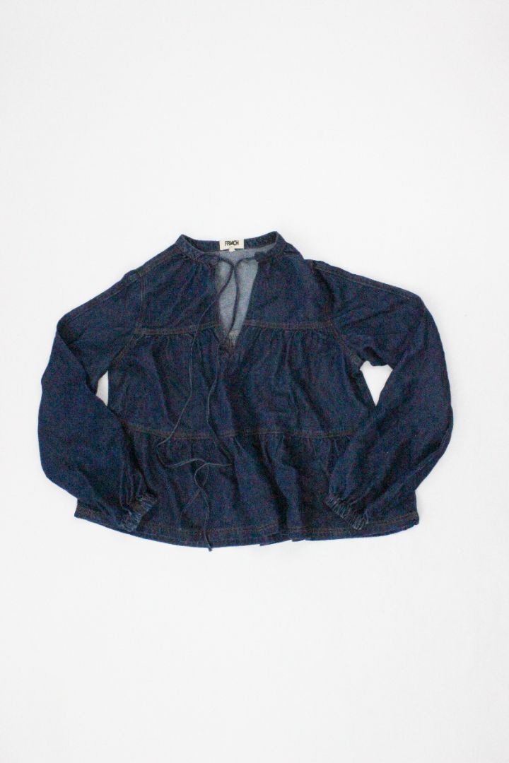 BLOUSE, FRNCH, DENIM, S