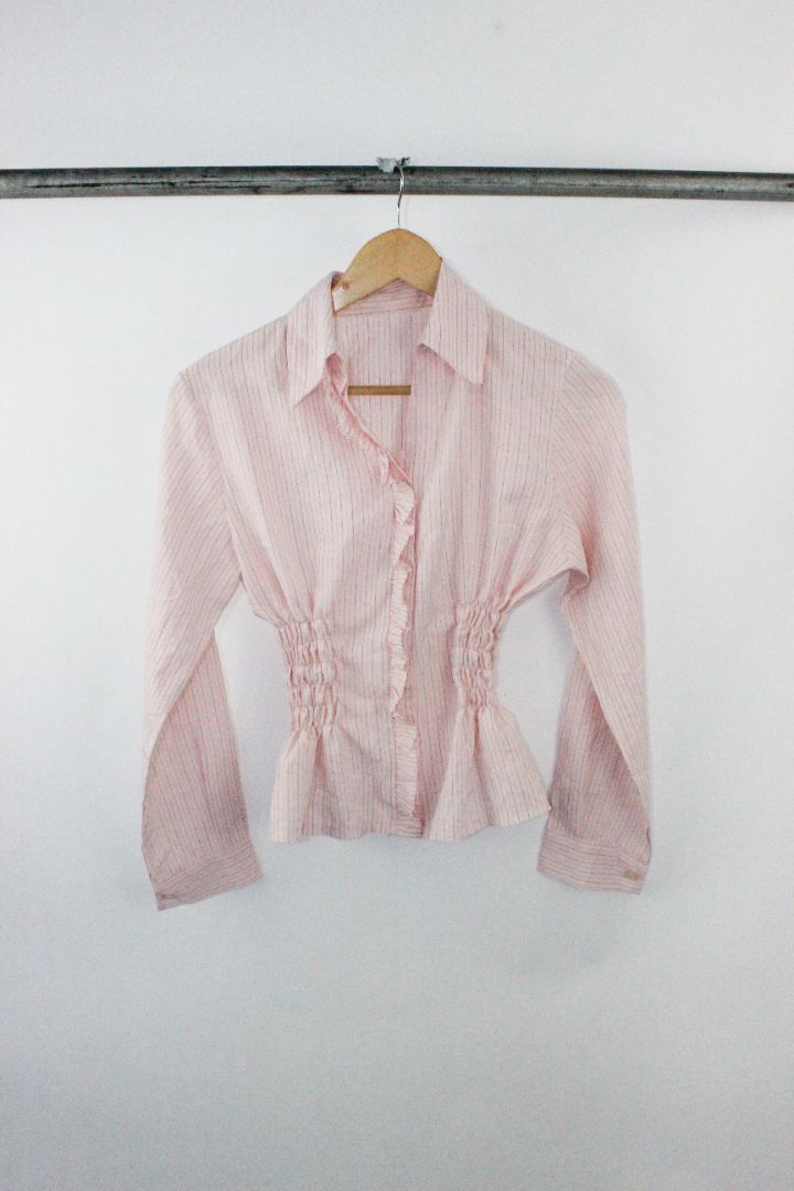 BLOUSE, REWORKED, PINK, S