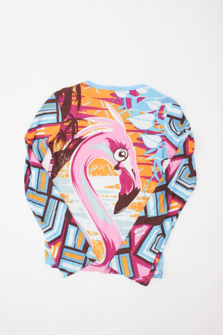 LS TEE, HAYES, BLUE/ORANGE/PINK, M