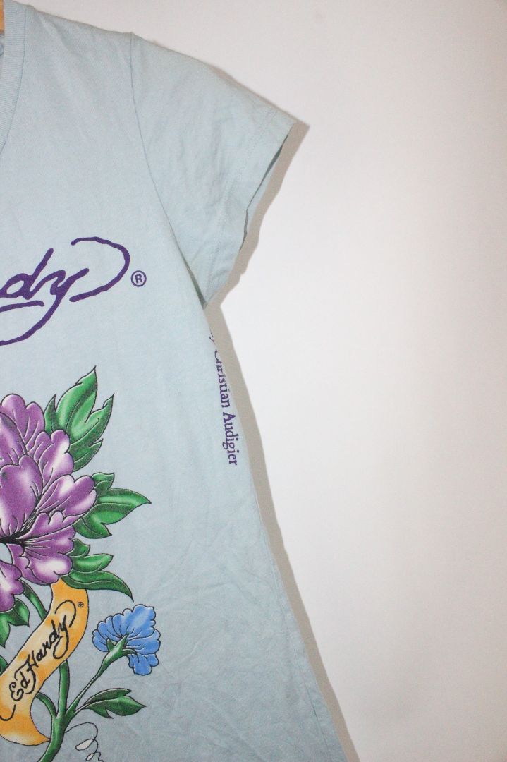 Y2K, SS TEE, ED HARDY, BLUE, AS IS