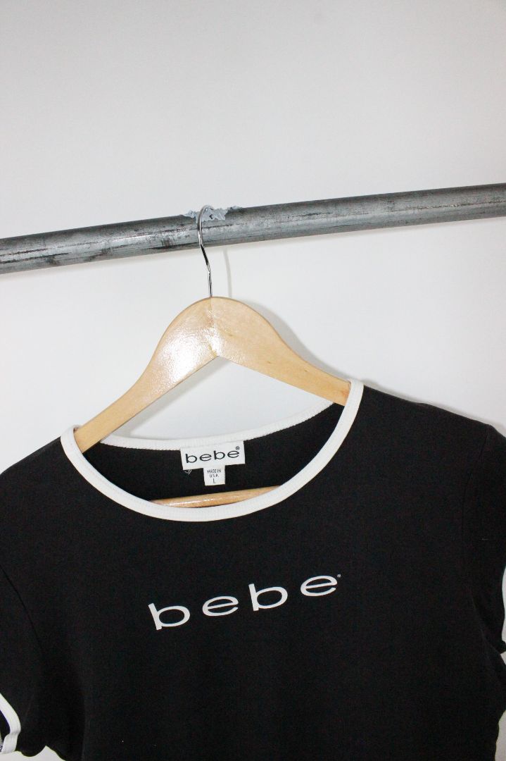 SS TEE, BEBE, BLACK/WHITE, AS IS