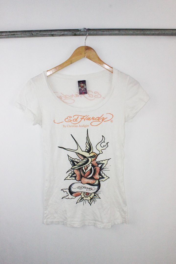 SS TEE, ED HARDY, WHITE, M