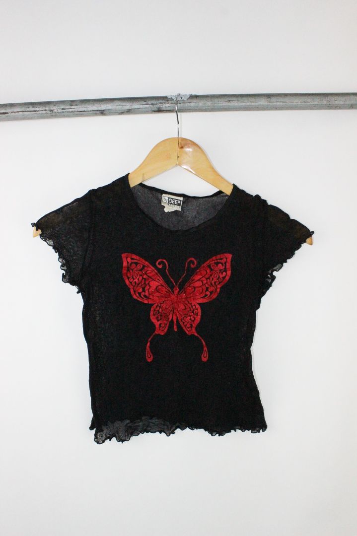BLOUSE, BY DEEP, BLACK/RED, S