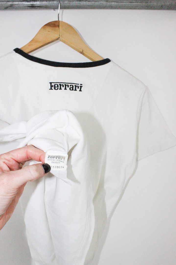 SS TEE, FERRARI, WHITE, 10