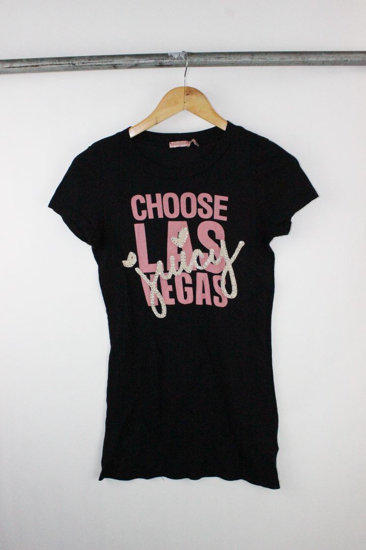 SS TEE, JUICY COUTURE, BLACK/PINK, S