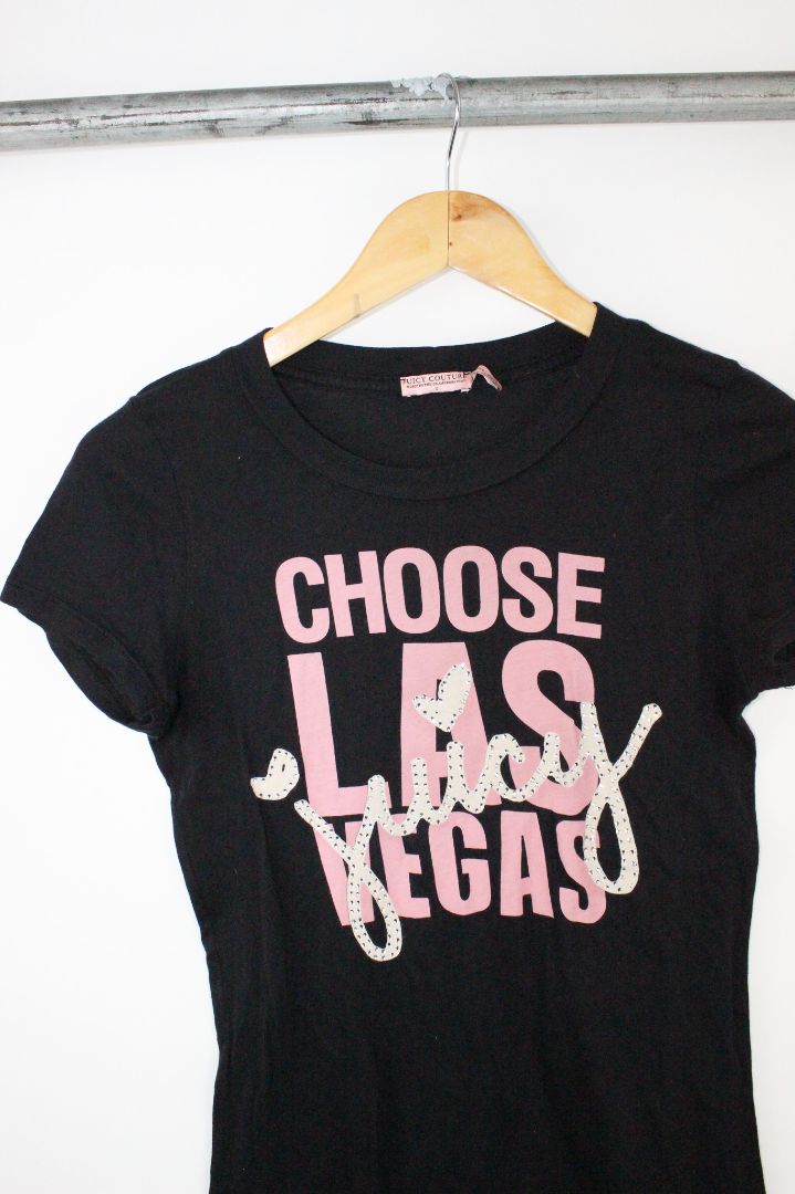 SS TEE, JUICY COUTURE, BLACK/PINK, S