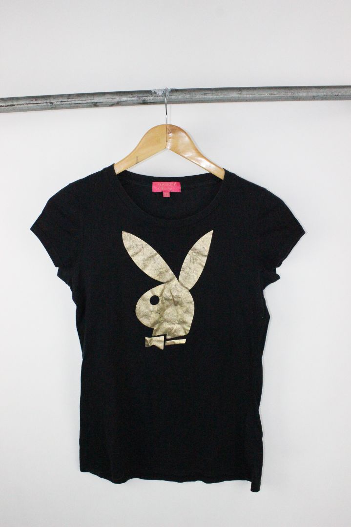 SS TEE, PLAYBOY, BLACK/GOLD, M, AS IS