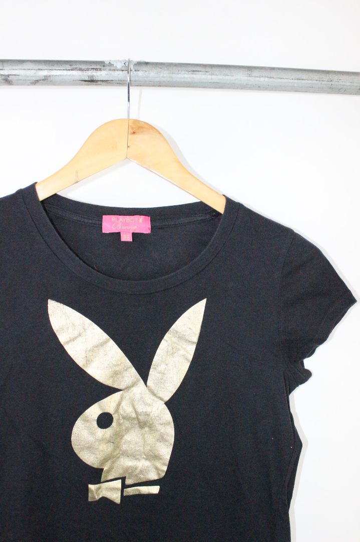 SS TEE, PLAYBOY, BLACK/GOLD, M, AS IS