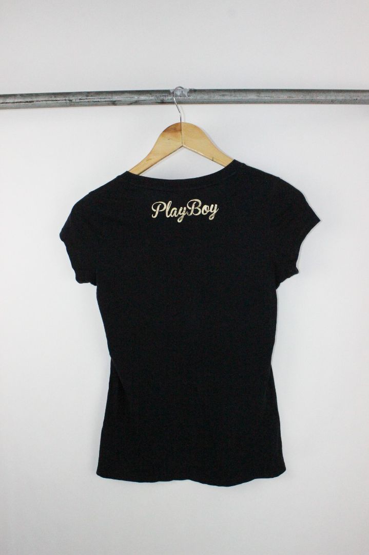 SS TEE, PLAYBOY, BLACK/GOLD, M, AS IS