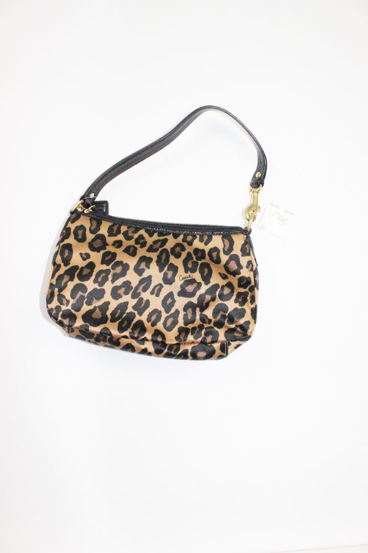 COACH, LEOPARD WRISTLET BAGUETTE