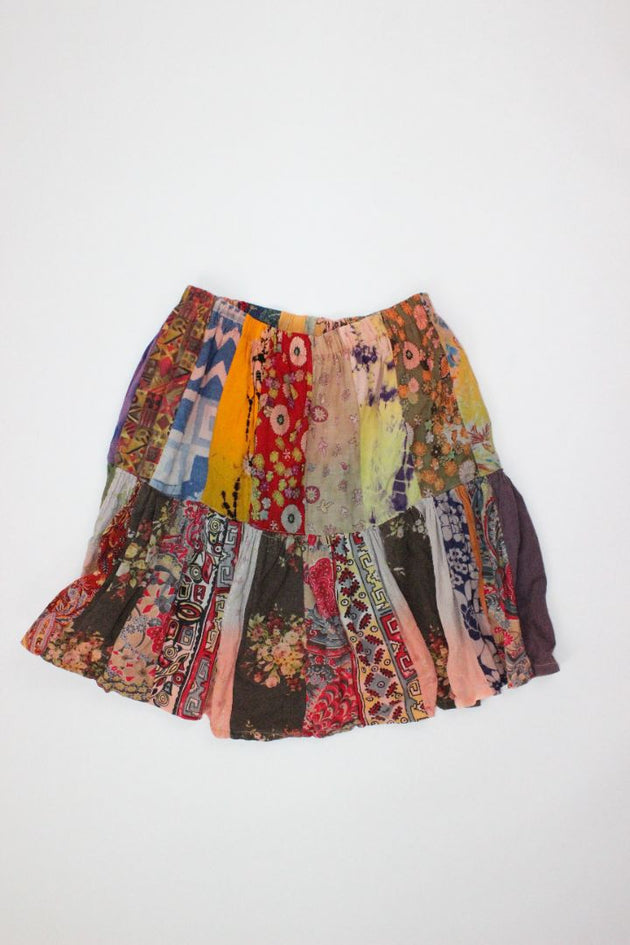 VINTAGE — Patchwork Mini Skirt, S