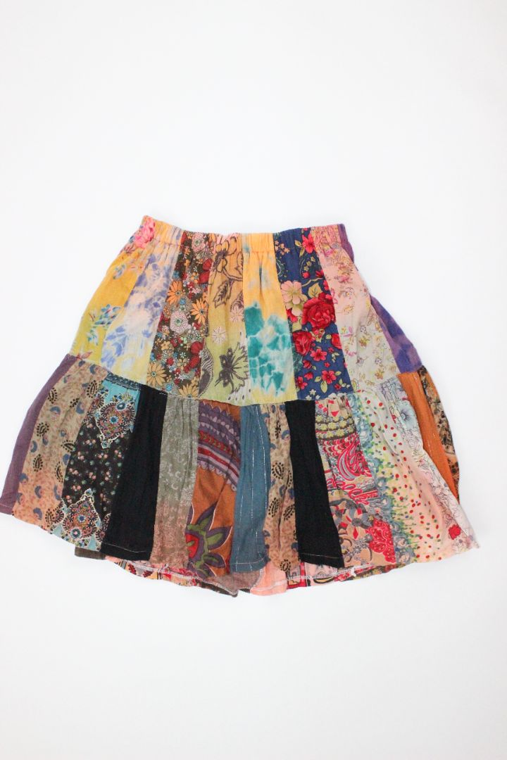 VINTAGE — Patchwork Mini Skirt, S