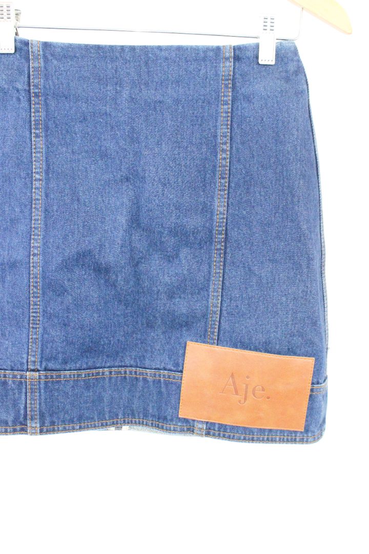 MINI SKIRT, AJE, BLUE DENIM, 8