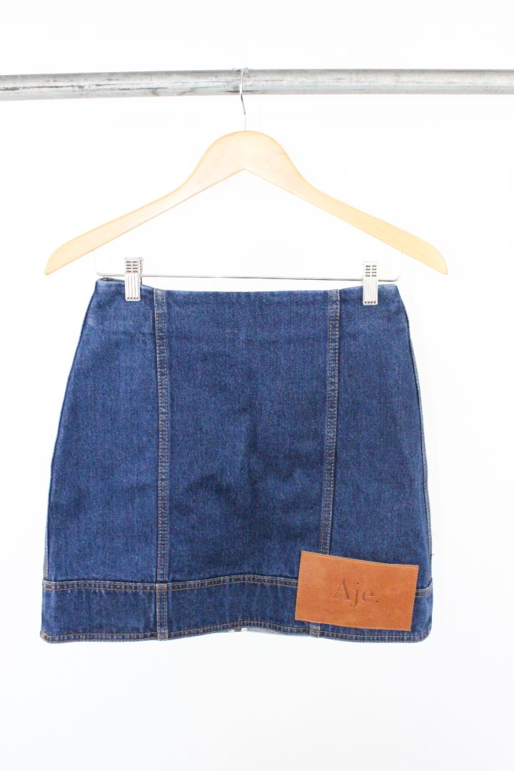 MINI SKIRT, AJE, BLUE DENIM, 8