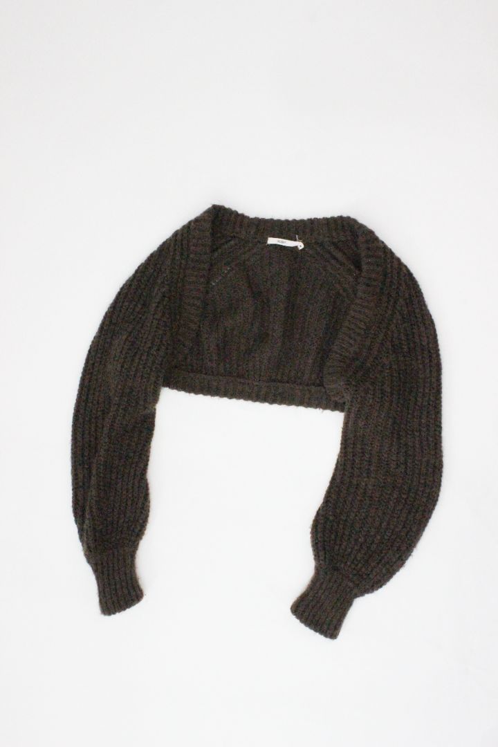 CARDIGAN, RUBY, BROWN, M