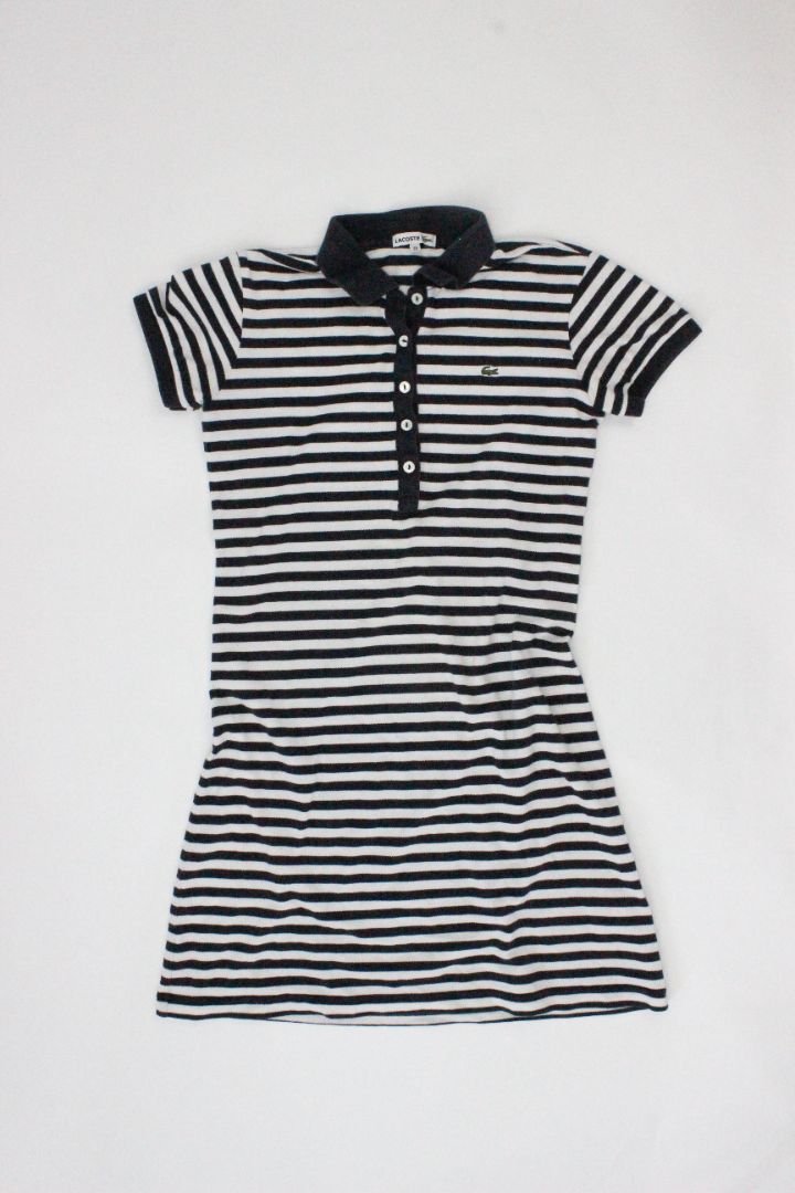 MINI DRESS, LACOSTE, WHITE/NAVY, 38