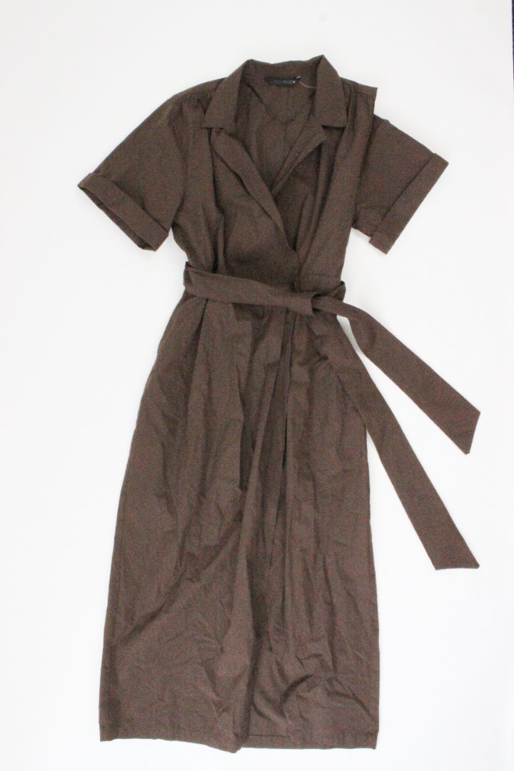 MIDI DRESS, ZARA, BROWN, L