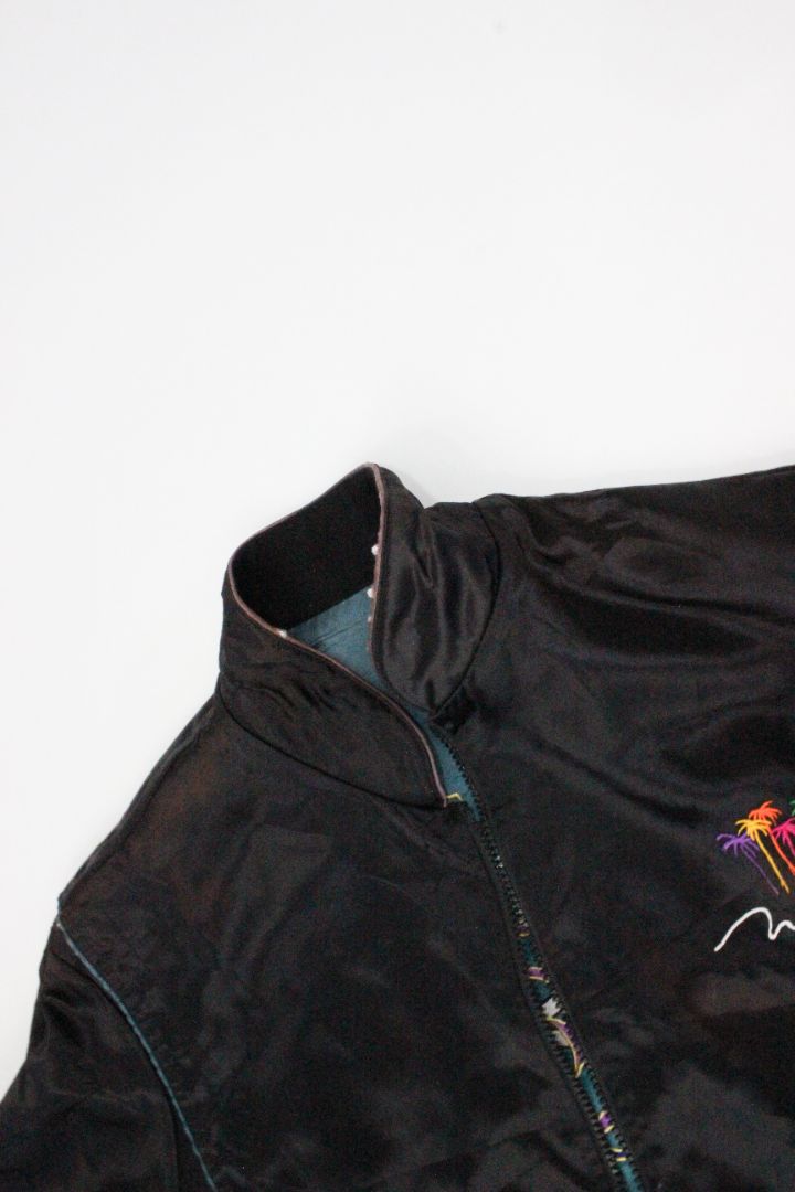 VINTAGE SATIN BOMBER, TREASURE ISLAND, L