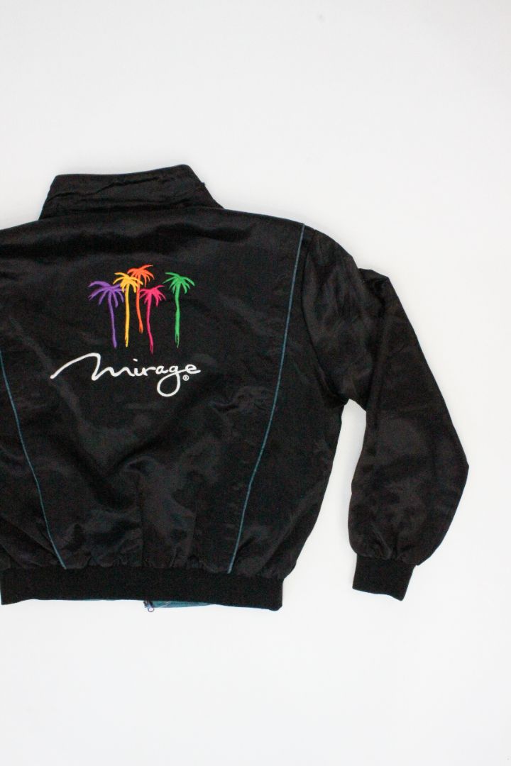 VINTAGE SATIN BOMBER, TREASURE ISLAND, L