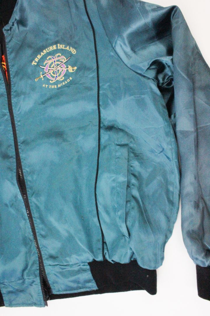 VINTAGE SATIN BOMBER, TREASURE ISLAND, L