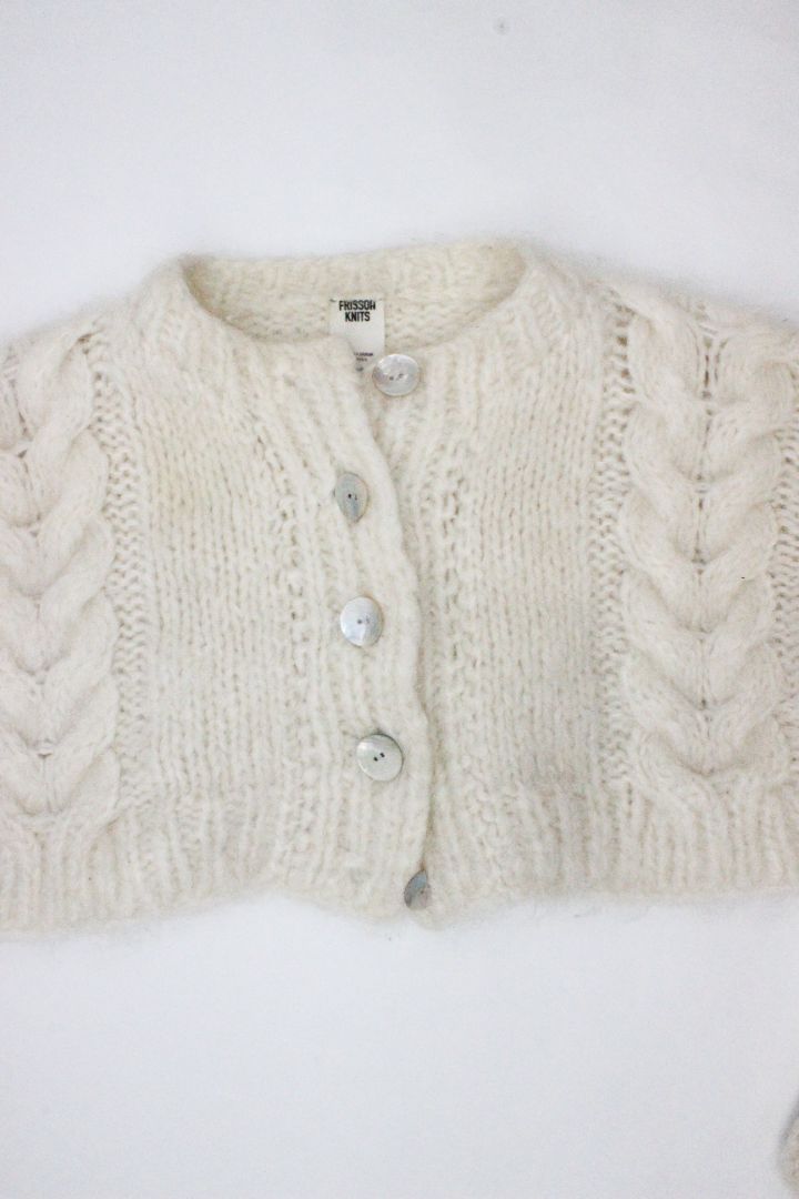 CARDIGAN, FRISSON KNITS, CREAM, S