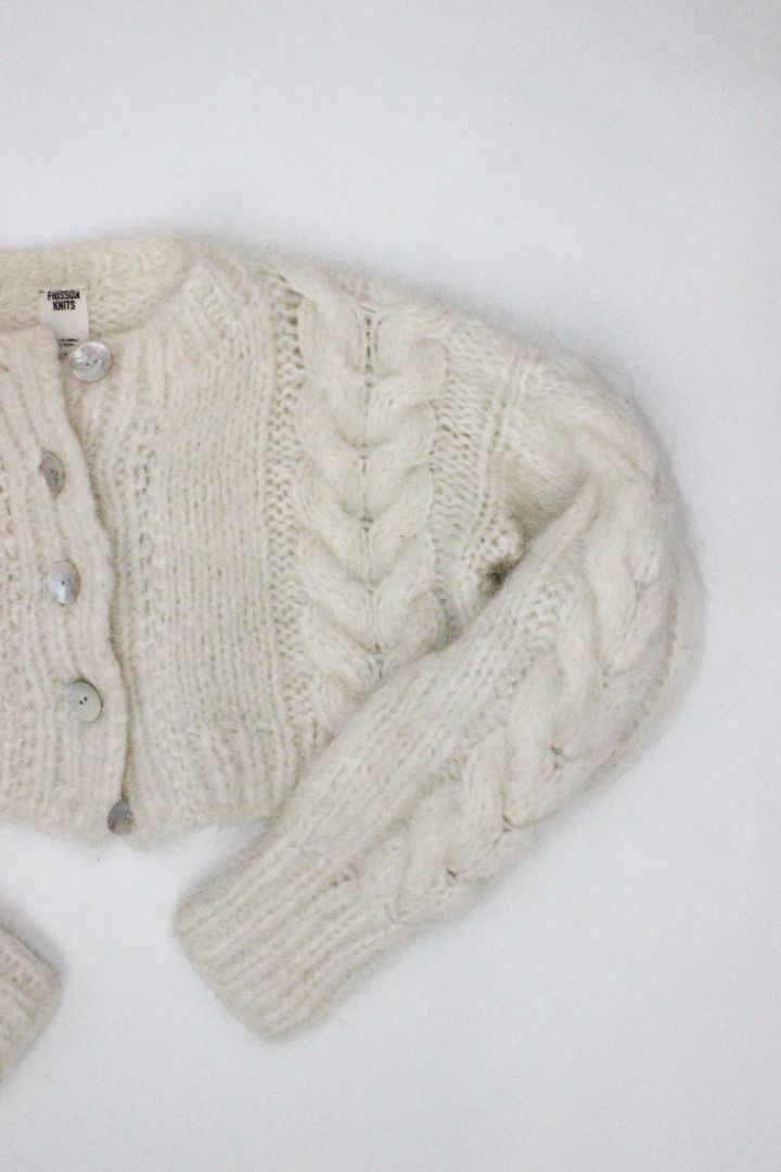 CARDIGAN, FRISSON KNITS, CREAM, S