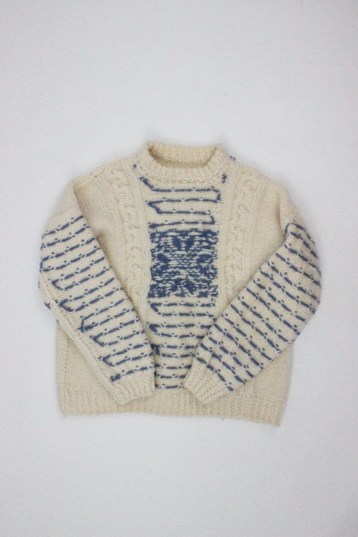 KNIT, CREAM/BLUE, 10