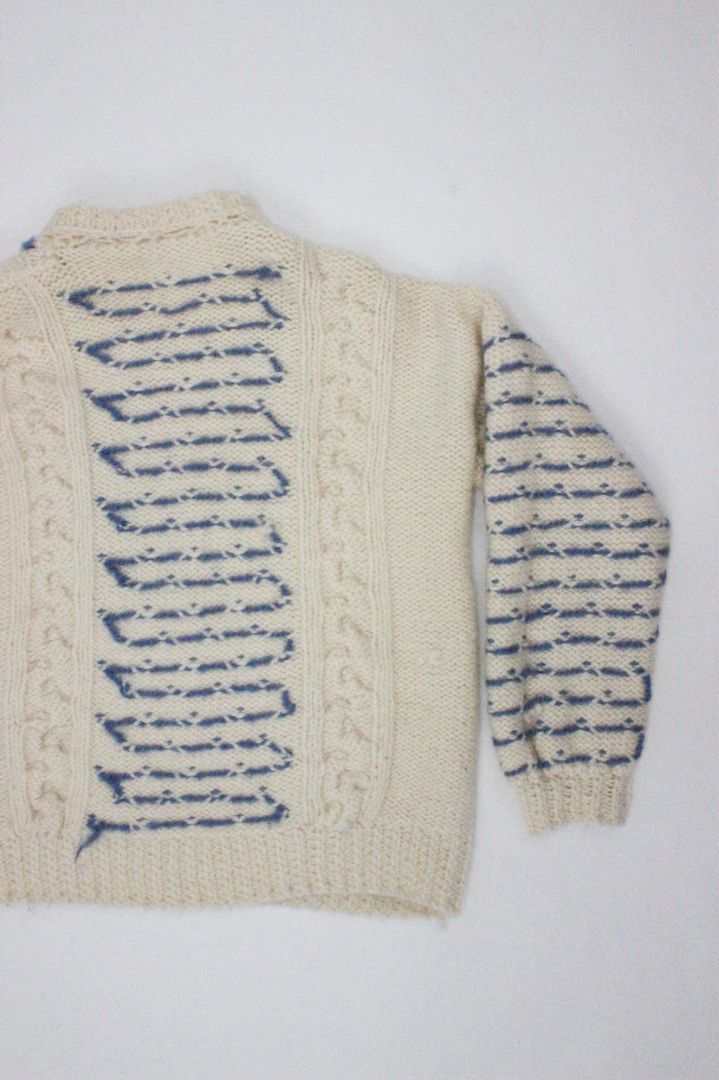 KNIT, CREAM/BLUE, 10