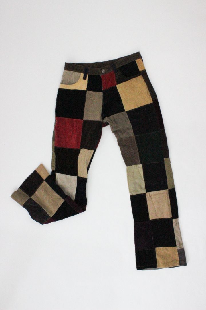 VINTAGE, PATCHWORK PANTS, S